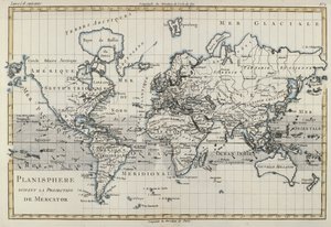 Kort over verden ved hjælp af Mercator Projection, fra 